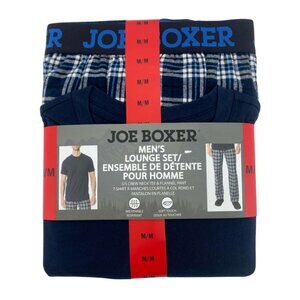 Joe Boxer Men's 2 Piece Lounge Set: Blue & Black |100% Cotton | Size Medium